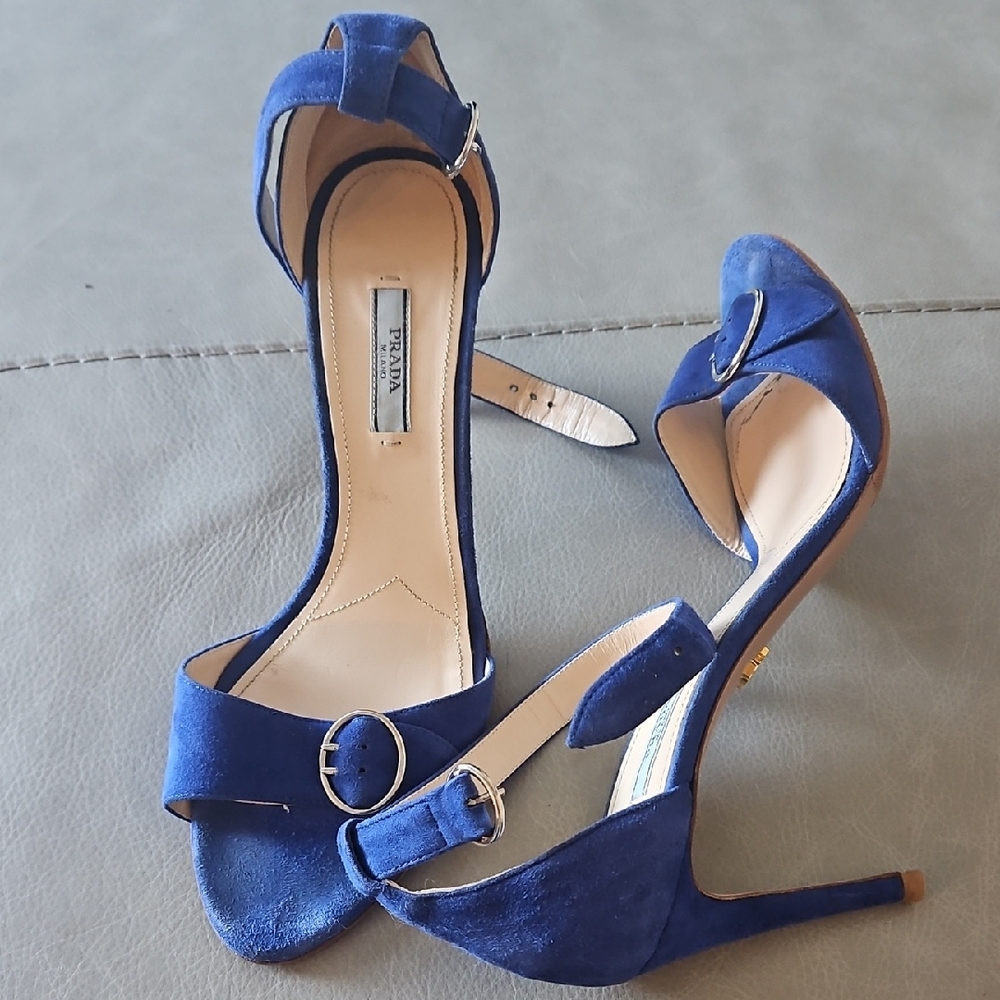 Blue Suede Women's Heels By PRADA